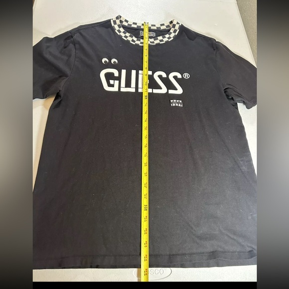 Guess X J Balvin Shirt Size S Checkered Collar Eyes Embroidered Spell Out Script - Picture 3 of 10